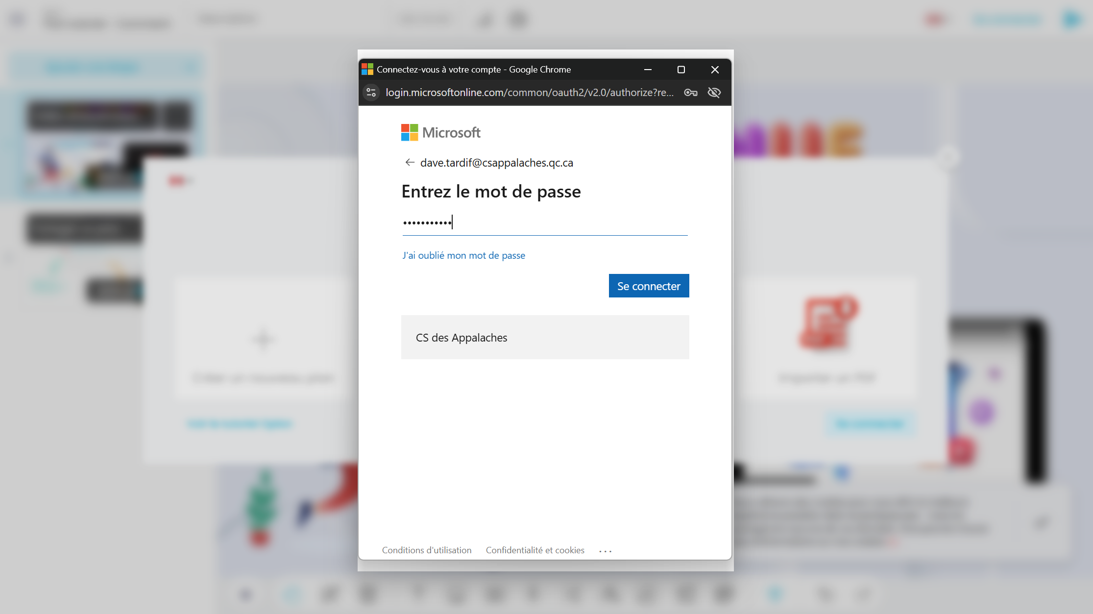 Connexion avec Microsoft 